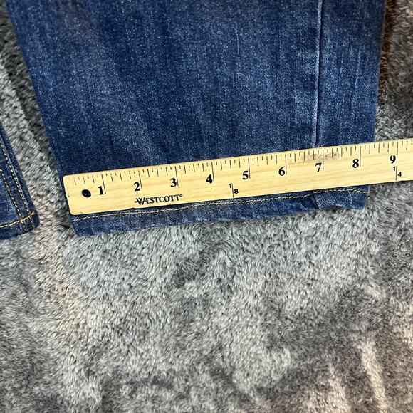 Orvis Jeans Mens 42x30 Dark Blue Five Pocket Stretch Denim Straight Leg Zip Fly - Picture 9 of 10